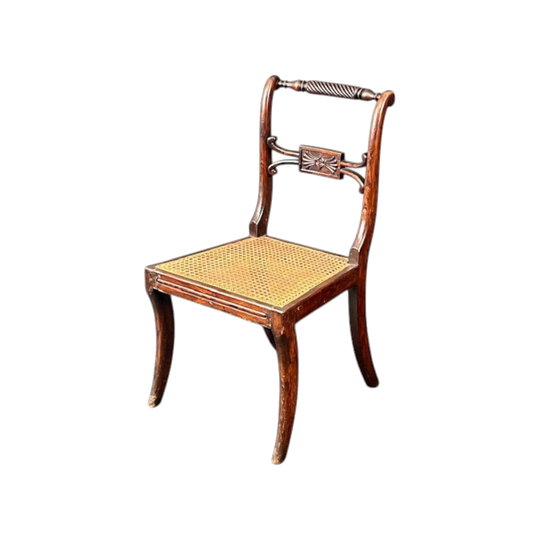 Set of 10 English Georgian Regency Period Dining Chairs (1811–1820), Hand-Grained Beech Simulating Rosewood, Hand-Caned Seats