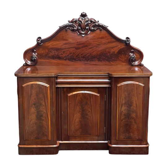 Victorian Mahogany Breakfront Sideboard, Three Doors and Single Drawer, England, c.1870
