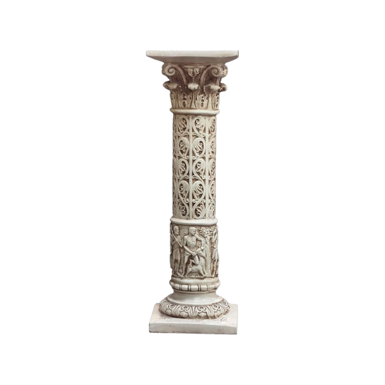 Corinthian Column Pedestal Stand with Sculpted ‘The Boar Hunt’ Scene