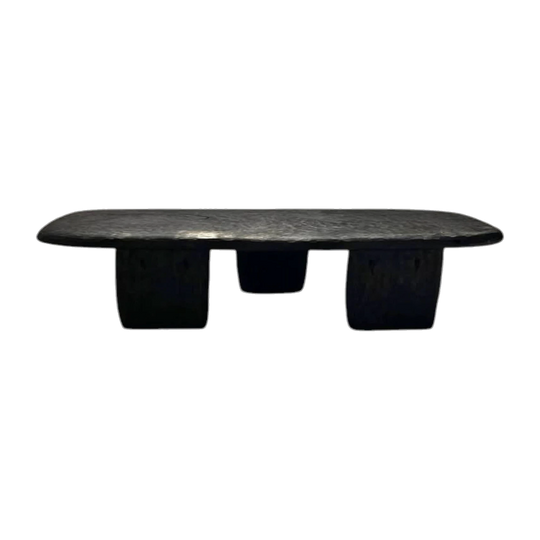 Handmade Coffee Table, Dark Stain, Artist-Carved Details