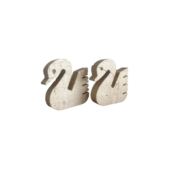 1970s Fratelli Mannelli Italian Travertine Swan Sculptures – Pair