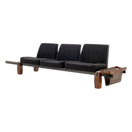 Jorge Zalszupin Componivel Bench – Modular 3-Seat Sofa with Marble End Table and Magazine Rack, Brazil