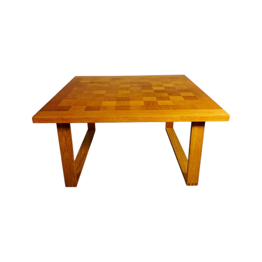 Poul Cadovius Oak Sofa Table for France & Sons, Denmark – Chequerboard Top, Sleigh Legs