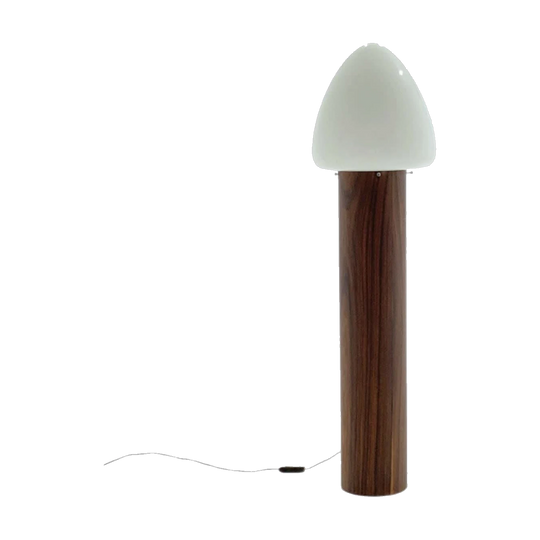 1960s Brazilian Floor Lamp – Brazilian Rosewood Cylinder Base with Opaline Shade
