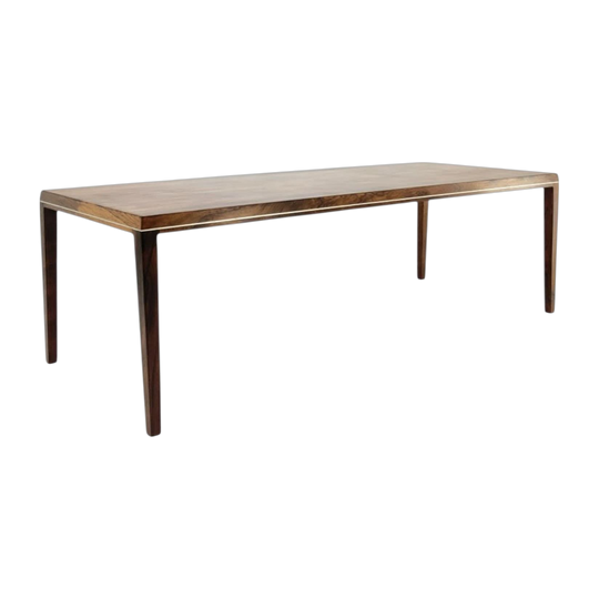 Danish Brazilian Rosewood Sofa Table with Stainless Steel Trim