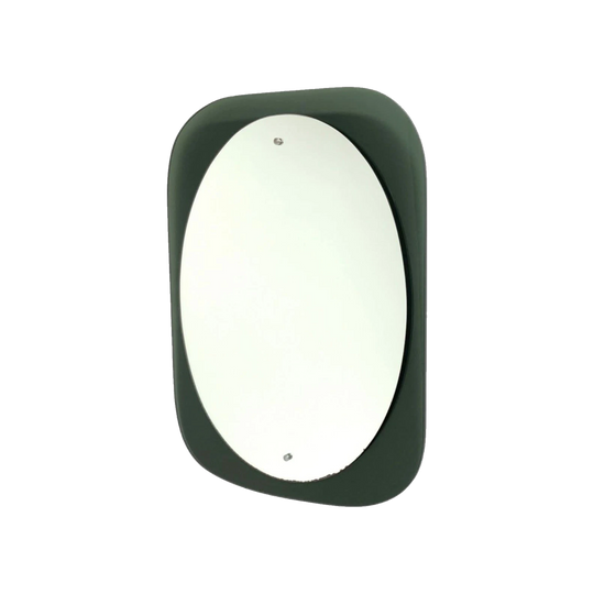 1970s Italian Mirror, Blue/Grey Smoked Glass Backing