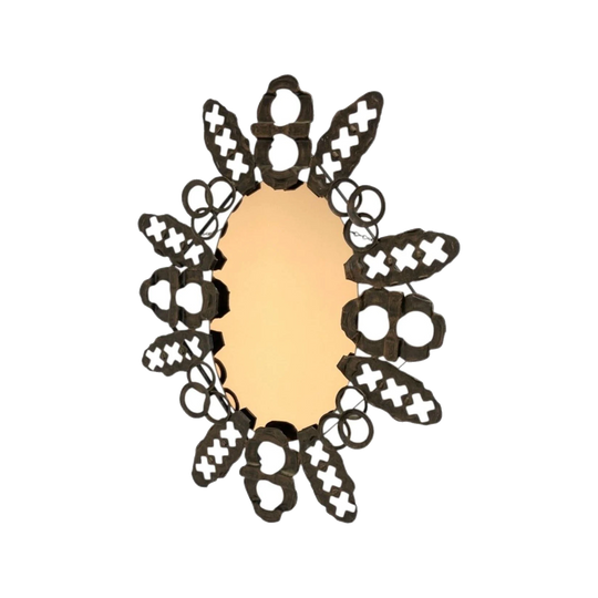 1970s Brutalist Matcham Skipper Style Oval Rose Gold Mirror