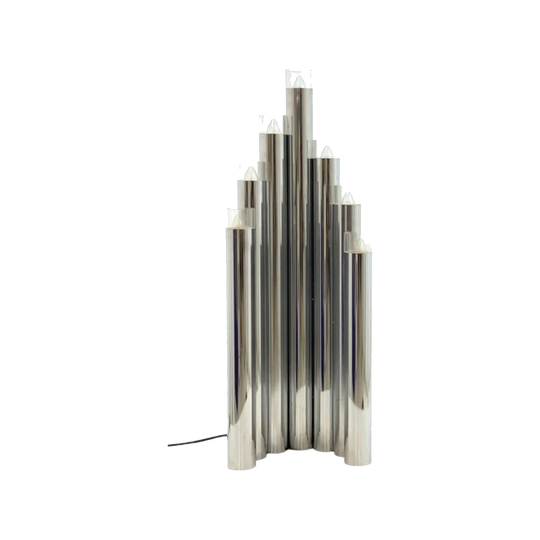 Goffredo Reggiani Organ Tower Lamp, Italy, 1960s, Chrome and Glass