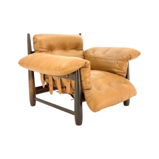 Sergio Rodrigues Mole Armchair and Footstool, Brazil, 1960s, Brazilian Rosewood and Leather