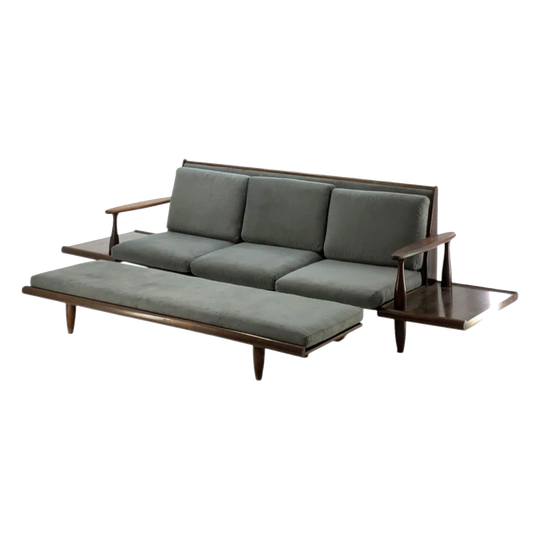 3-Seat Sofa and Bench by Liceu de Artes e Oficios, Brazil, 1960s, Rosewood and Fabric