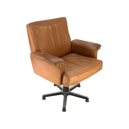 De Sede DS35-31 Executive Office Chair, Tan Leather, Switzerland, 1970s