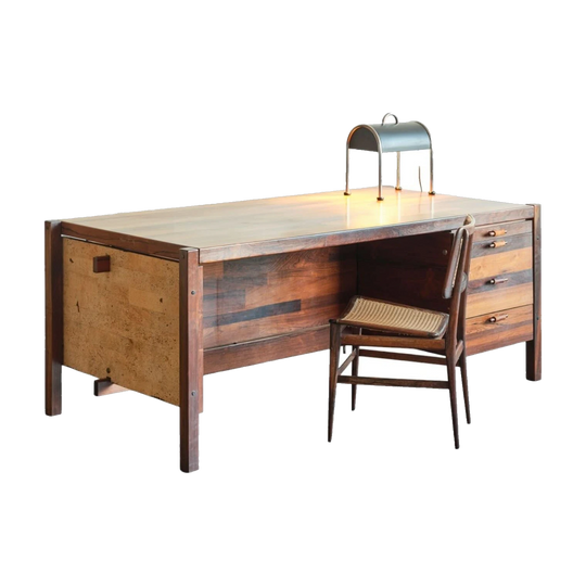 Jorge Zalszupin Patchwork Rosewood and Cork Writing Desk