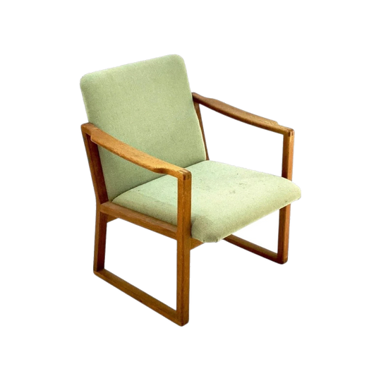 Borge Mogensen Soaped Oak Chair with Sled Legs, Original Upholstery