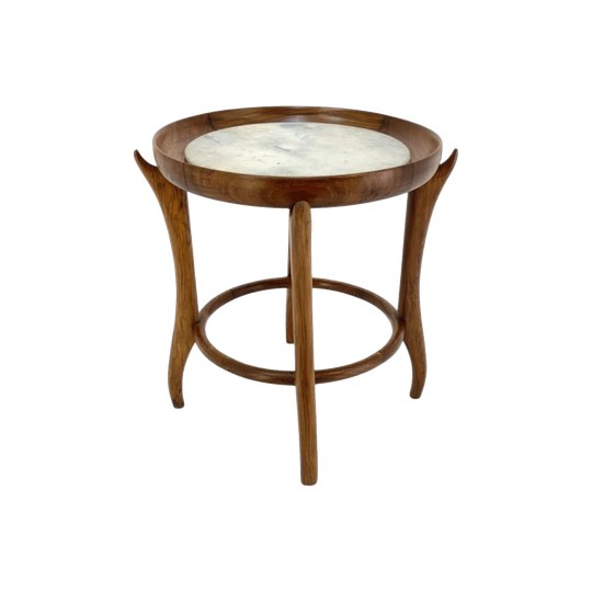 Giuseppe Scapinelli Marble and Caviuna Wood Side Table