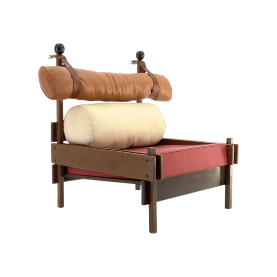 Tonico Lounge Chair by Sergio Rodrigues, Brazil, c.1963, Brazilian Rosewood, Red Cushion