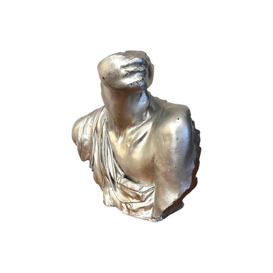 Signed Silver Plaster Bust