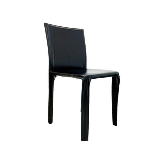 Arper Italian Black Leather Dining Chairs – Set of 2