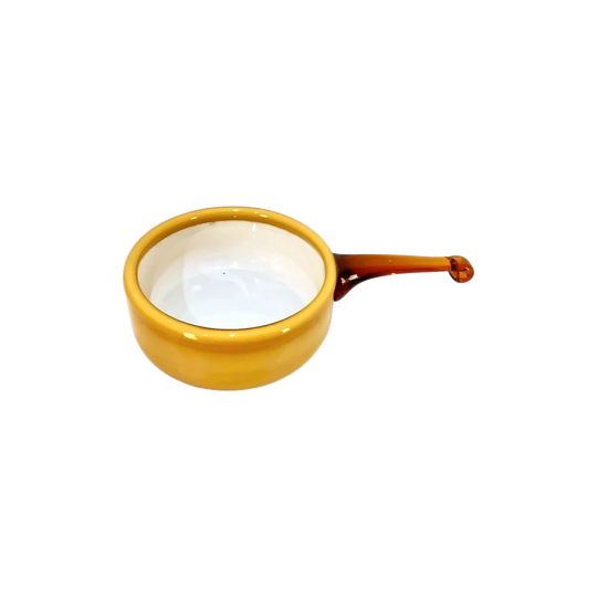 Holmegaard Palet Amber & White Cased Glass Herring Bowl with Handle by Michael Bang, Denmark