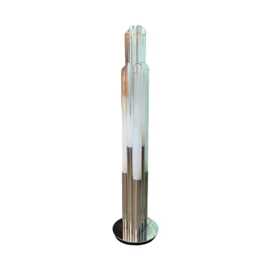 Vintage Carlo Nason Murano Glass Floor Lamp with Six Cylindrical Ombre Shades, Italy
