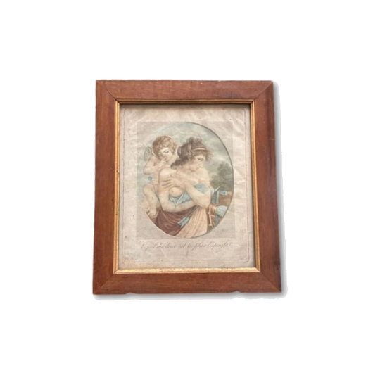 Pair of 19th-Century Engravings, Young Women and Cherubs, c.1870