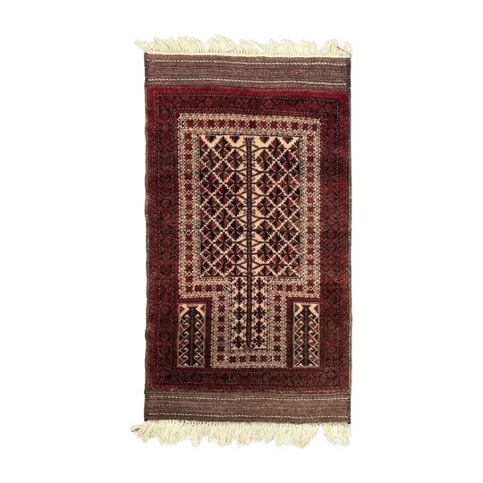 Vintage Baluchi Handwoven Wool Rug, Persian Tribal Geometric, 84 x 166 cm