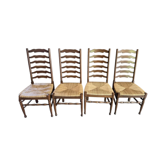 French Antique - Oak Ladder back chairs