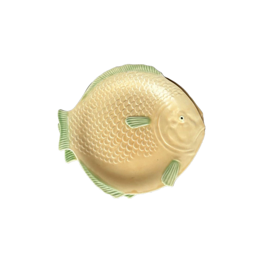 Small Art Deco Matte Yellow Fish Plates