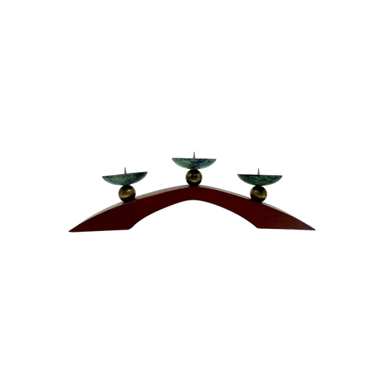 Marble Teak & Brass Candle Holder