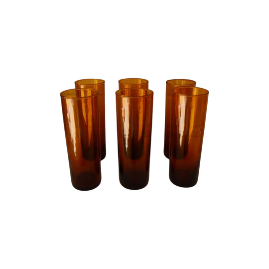 French Amber Tall Glasses (6)