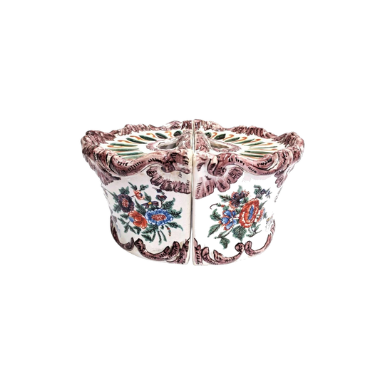 Pair of Antique French Faience Vases, Circa 1820, Hand Painted