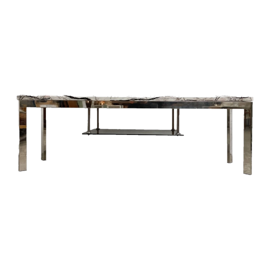 Postmodern Italian Marble, Chrome and Black Glass Coffee Table, 1990s