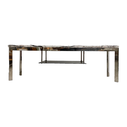 Postmodern Italian Marble, Chrome and Black Glass Coffee Table, 1990s