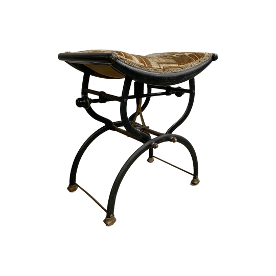 Late Victorian Adjustable Piano Stool by C. H. Hare & Son, Ebonised Wood, Cast Iron and Brass