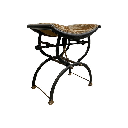 Late Victorian Adjustable Piano Stool by C. H. Hare & Son, Ebonised Wood, Cast Iron and Brass