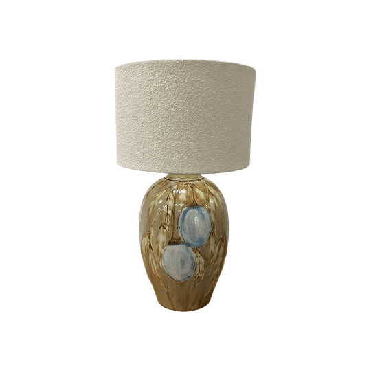 Late 20th Century Monique Witt Studio Pottery Table Lamp with Shade, Wild Plum Motif