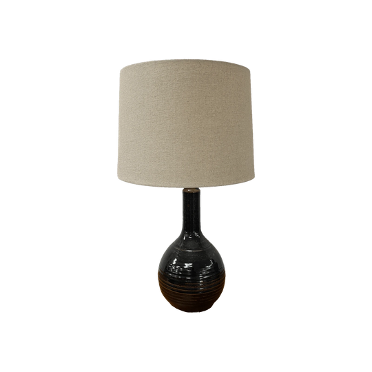 Mid-Century Studio Pottery Ceramic Table Lamp in Glossy Brown