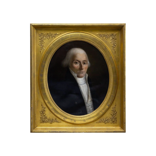 Georgian 18th-Century American Oil Portrait of a Gentleman in Original Water-Gilt Frame