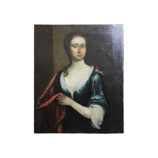 Unframed Oil Portrait of a Young Woman, Likely 18th Century