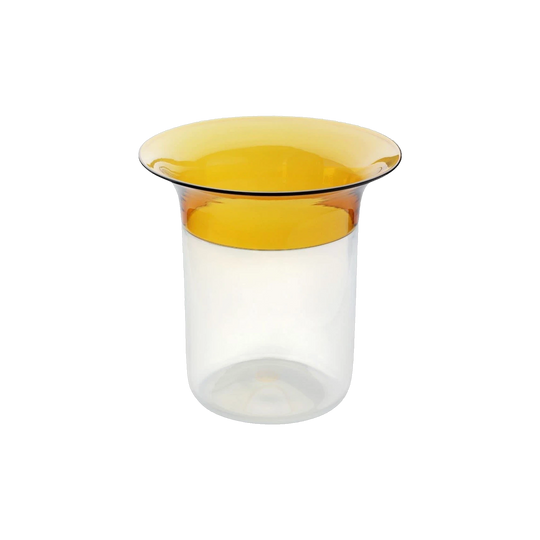 Salviati & Co. Murano Crystal Vase, Clear and Amber, 1970s, Labelled and Signed