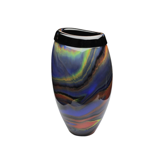 Missoni by Arte Vetro Murano Hand-Blown Polychromatic Marbled Glass Freeform Vase, c.1980