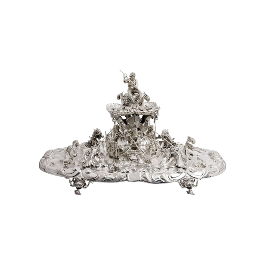 Italian .800 Silver Table Fountain, Fountain of Neptune by Eugenio & Angelo Orefice, Milan, c. 1968–1971