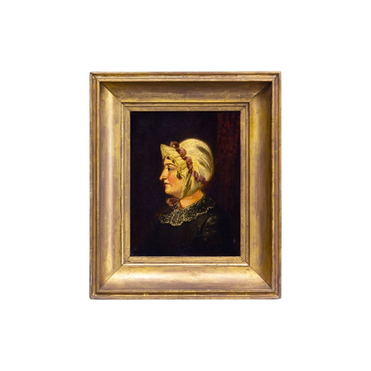 Victorian Oil on Canvas ‘Silhouette’ Portrait of a Lady in Original Gilt Timber Frame