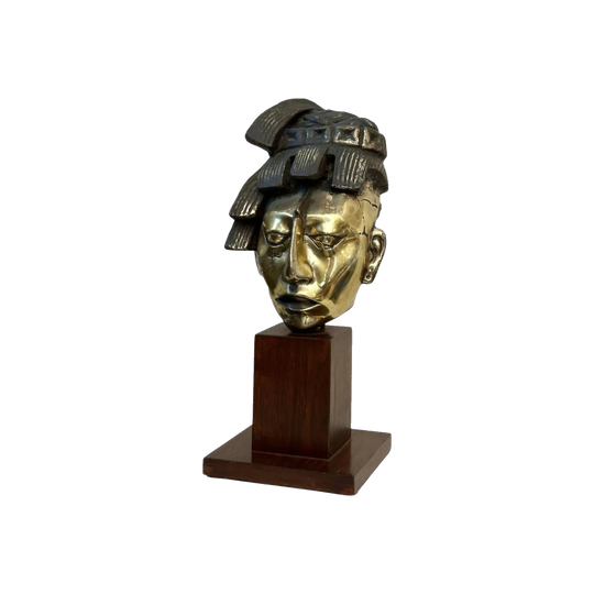 Vintage Silvered Bronze Sculpture of Pakal the Great
