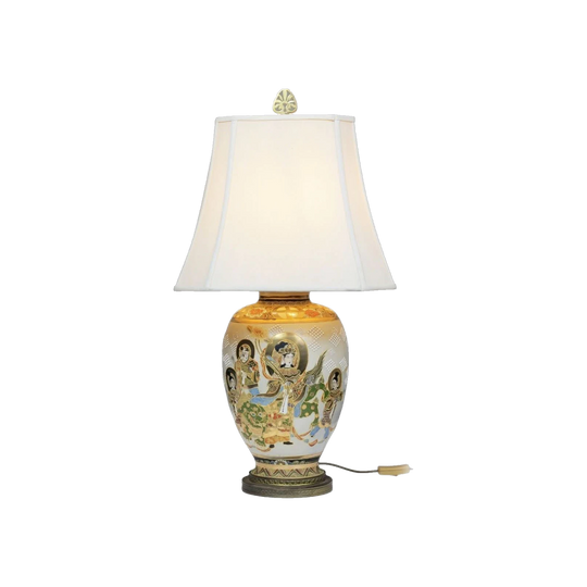 Vintage Satsuma-Style Porcelain Lamp, Rewired to Australian Standard