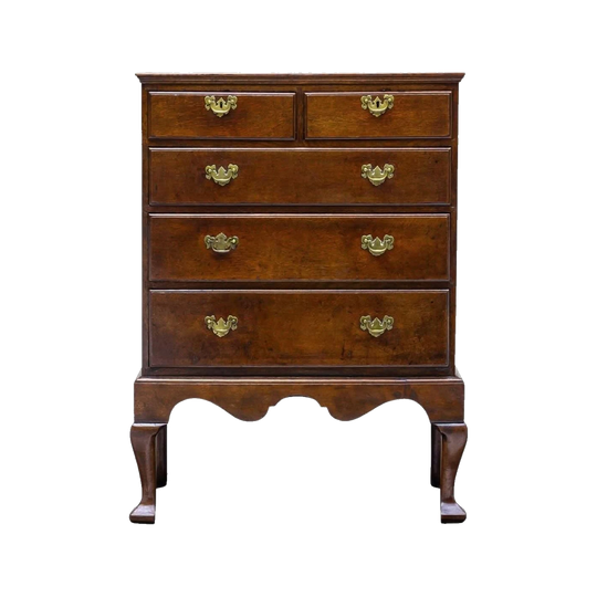 George II English Oak Chest of Drawers on Stand, Mid 18th Century