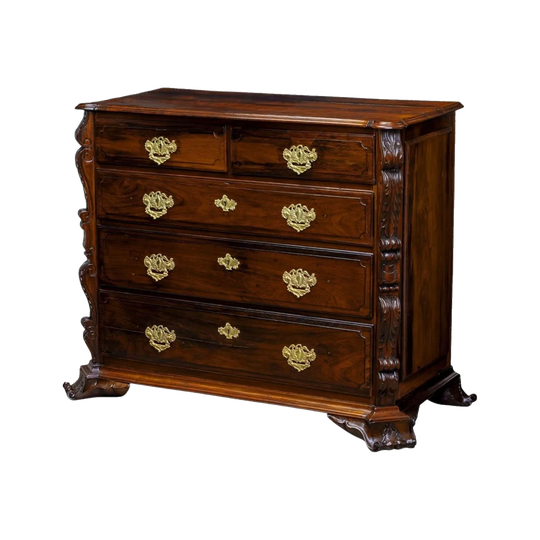 18th-Century Portuguese Rococo João V Solid Rosewood Chest of Drawers