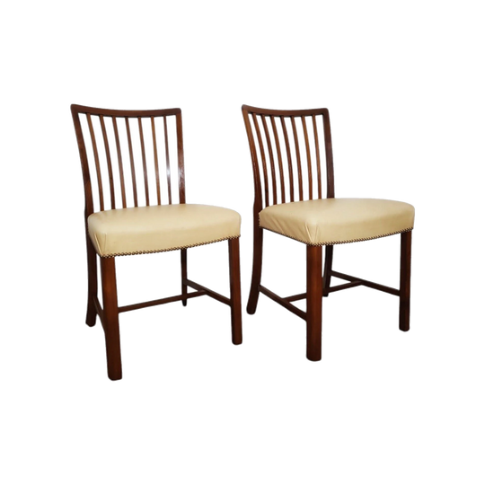 Set of 6 Jacob Kjaer Dining Chairs, 1930s, Oak with Original Cream Leather