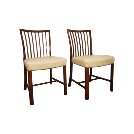 Set of 6 Jacob Kjaer Dining Chairs, 1930s, Oak with Original Cream Leather