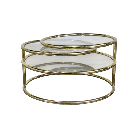 Milo Baughman Brass and Glass Three-Tier Swivel Coffee Table, 1970s