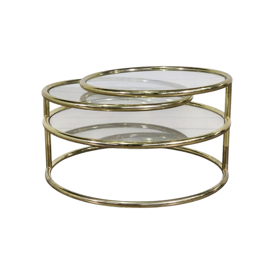 Milo Baughman Brass and Glass Three-Tier Swivel Coffee Table, 1970s